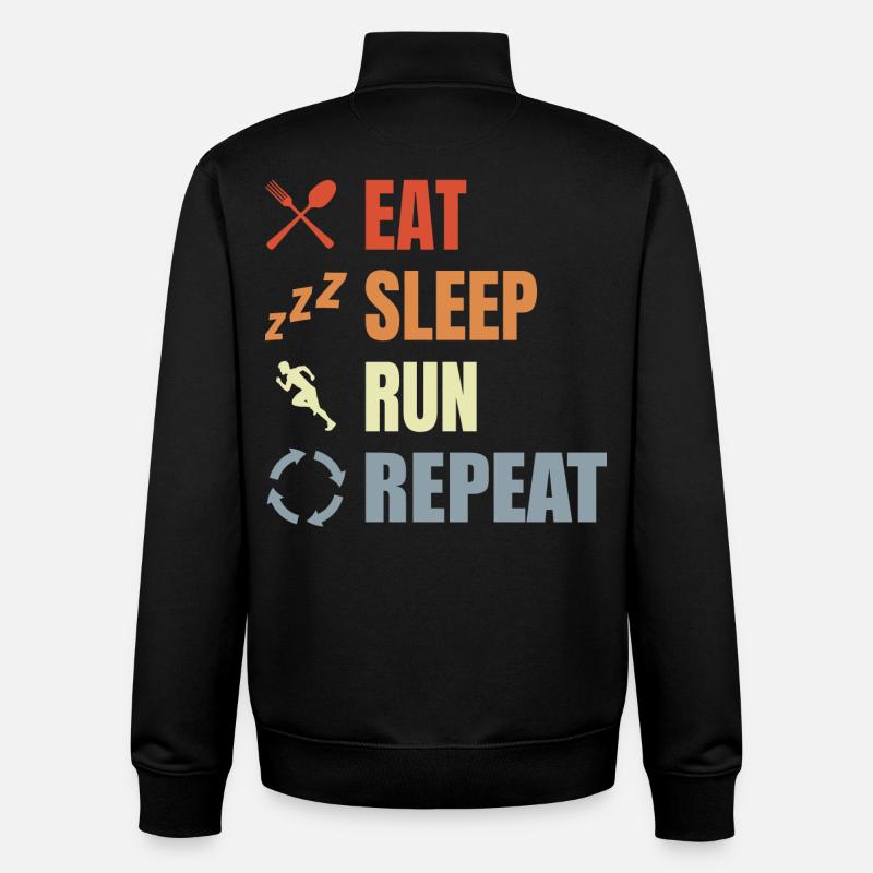Eating, sleeping, running, repeating - Unisex Organic Zip Sweatshirt by Stanley/Stella - black