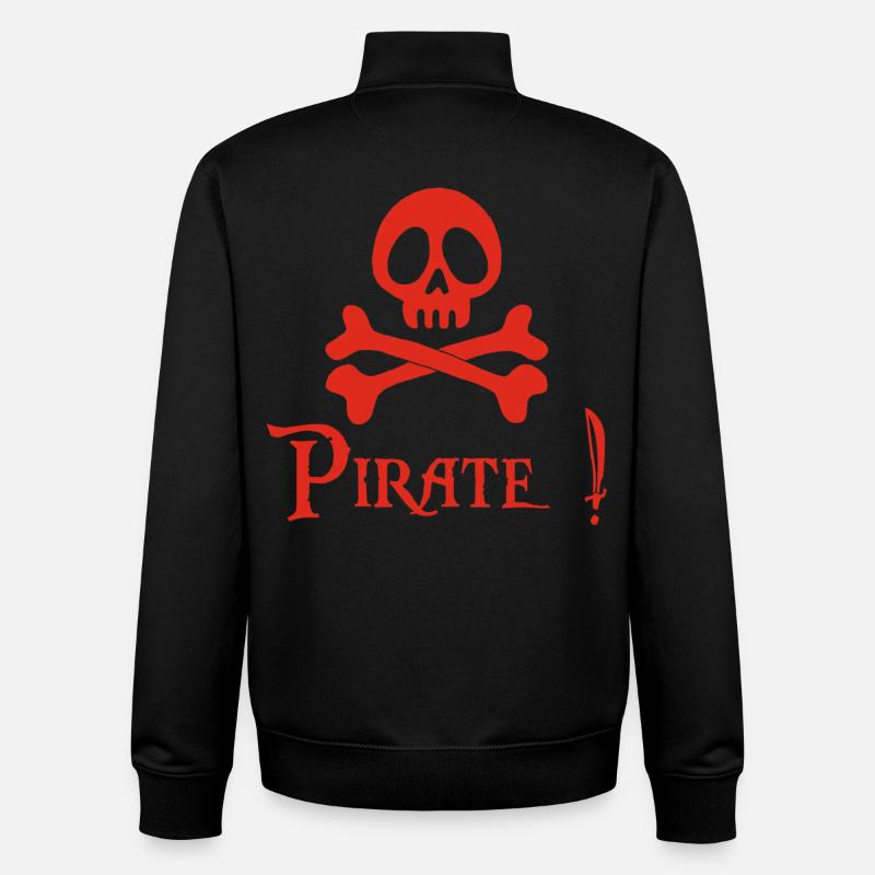 Pirate ! (rouge) - Sweat zippé unisexe en coton bio Stanley/Stella - noir