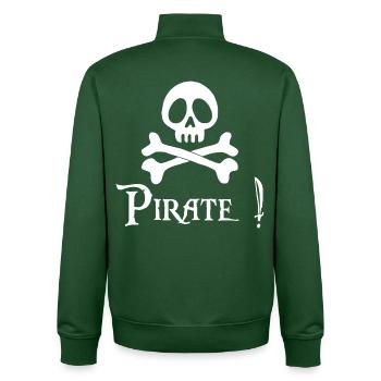 Pirate! (white) - Unisex Organic Zip Sweatshirt by Stanley/Stella - bottle green - Back - AI Model Male 185 dark (185cm)