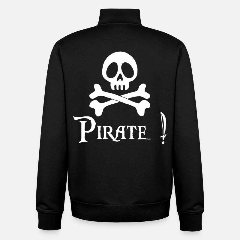 Pirate ! (blanc) - Sweat zippé unisexe en coton bio Stanley/Stella - noir
