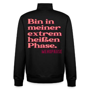 MENOPAUSE SPRÜCHE LUSTIG - HITZE PHASE - Unisex Organic Zip Sweatshirt von Stanley/Stella - Schwarz - Hinten - AI Model Male 185 light (185cm)