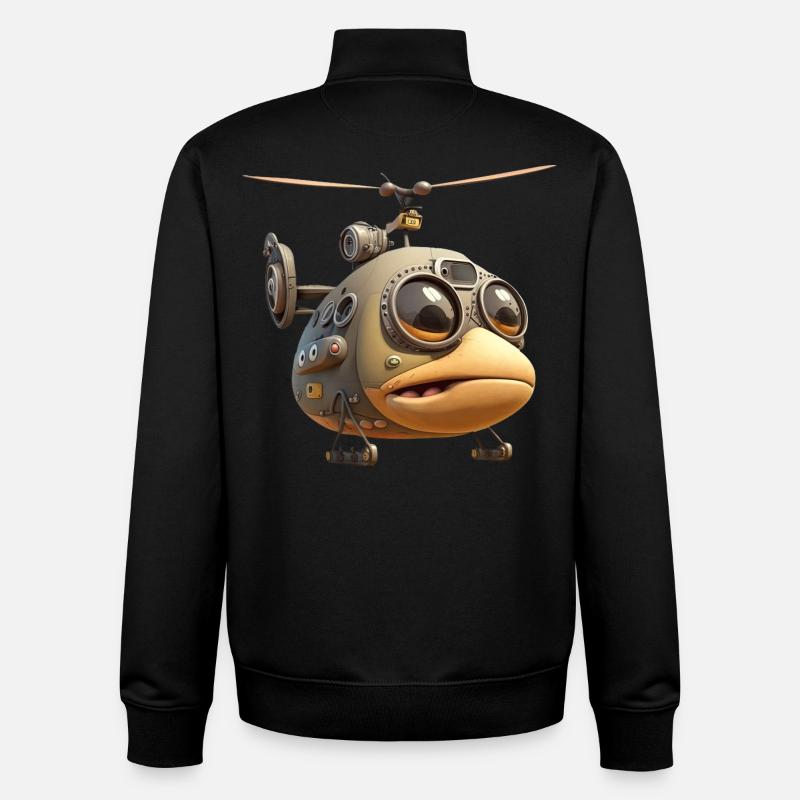Comic Hubschrauber - Unisex Organic Zip Sweatshirt von Stanley/Stella - Schwarz