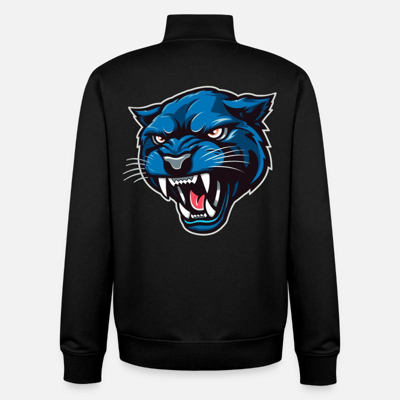 Panther Head Blue - Unisex Organic Zip Sweatshirt by Stanley/Stella - black