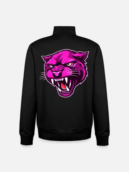 Panther Head Rose - Sweat zippé unisexe en coton bio Stanley/Stella - noir