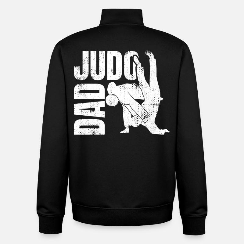 Papa de judo - Sweat zippé unisexe en coton bio Stanley/Stella - noir