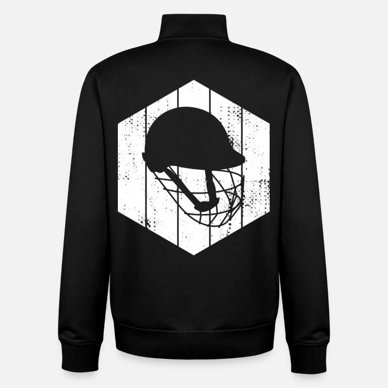 Dessin de casque de cricket - Sweat zippé unisexe en coton bio Stanley/Stella - noir