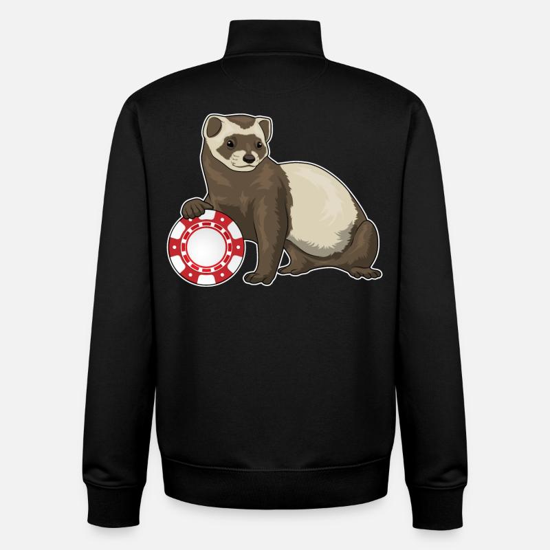 Ferret Poker Jetons de Poker - Sweat zippé unisexe en coton bio Stanley/Stella - noir