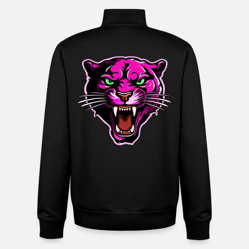 Panther Kopf Pink - Unisex Organic Zip Sweatshirt von Stanley/Stella - Schwarz