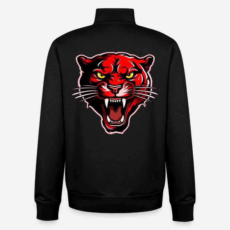 Panther Kopf Rot - Unisex Organic Zip Sweatshirt von Stanley/Stella - Schwarz