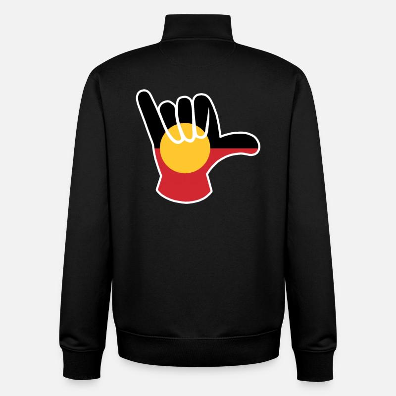 Shaka sign Aboriginal Australia - Unisex Organic Zip Sweatshirt by Stanley/Stella - black