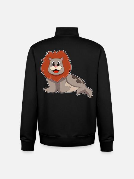 Lion de phoque - Sweat zippé unisexe en coton bio Stanley/Stella - noir