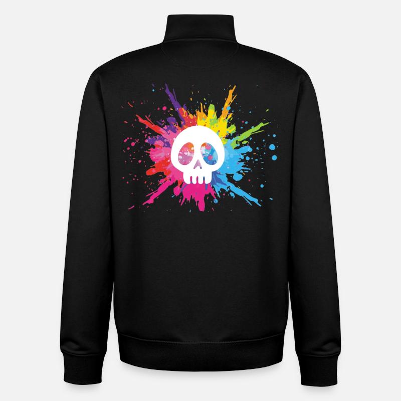 Weißer Schädel und bunte Explosion - Unisex Organic Zip Sweatshirt von Stanley/Stella - Schwarz