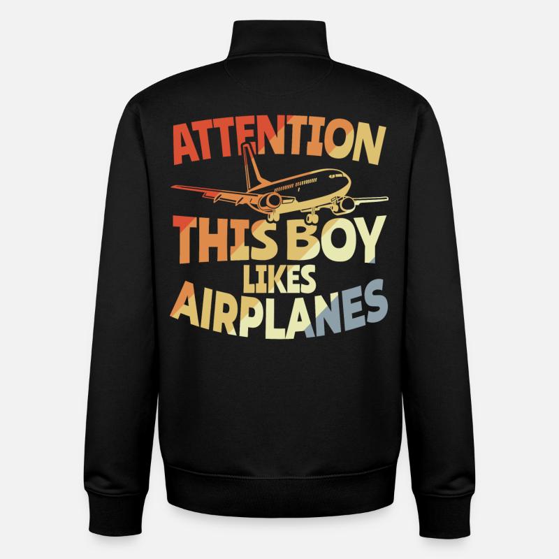 Dieser Junge mag Flugzeuge - Unisex Organic Zip Sweatshirt von Stanley/Stella - Schwarz