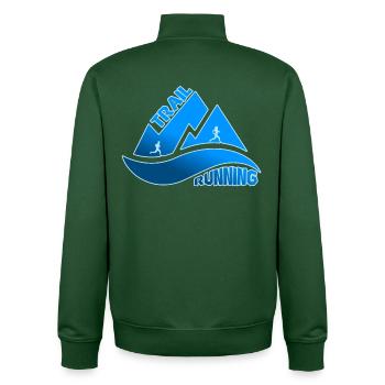 Trail Running Mountains Man Woman - Unisex Organic Zip Sweatshirt by Stanley/Stella - bottle green - Back - AI Model Male 185 dark (185cm)