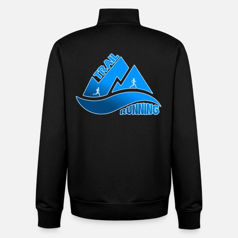 Trail Running Mountains Man Woman - Unisex Organic Zip Sweatshirt by Stanley/Stella - black