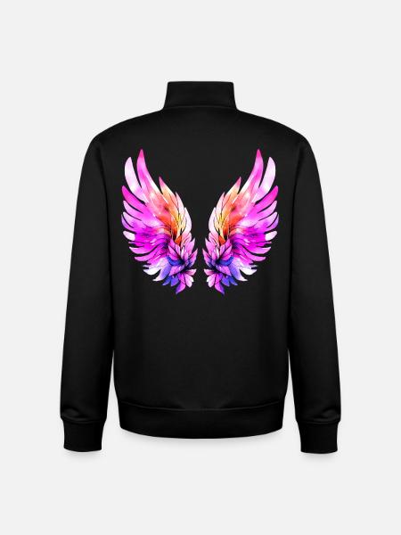 Leuchtend rosa Engelsflügel - Unisex Organic Zip Sweatshirt by Stanley/Stella - black