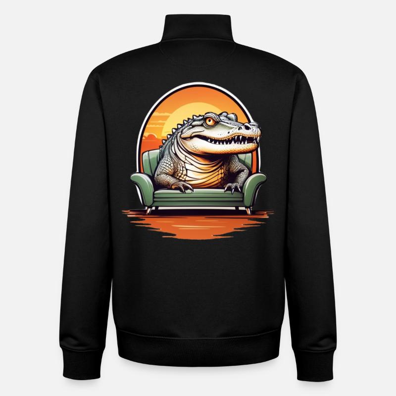 Alligator on sofa - Unisex Organic Zip Sweatshirt by Stanley/Stella - black