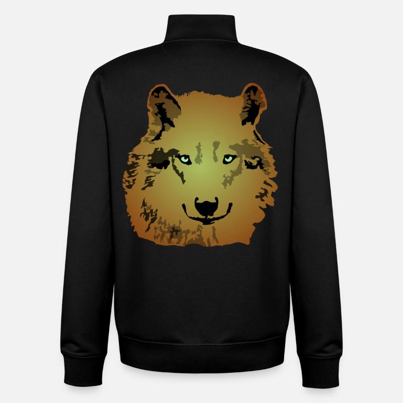 Tierisch Wolf braun grüne Augen - Unisex Organic Zip Sweatshirt von Stanley/Stella - Schwarz
