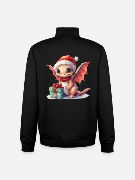 Christmas dragon with gift - Unisex Organic Zip Sweatshirt by Stanley/Stella - black