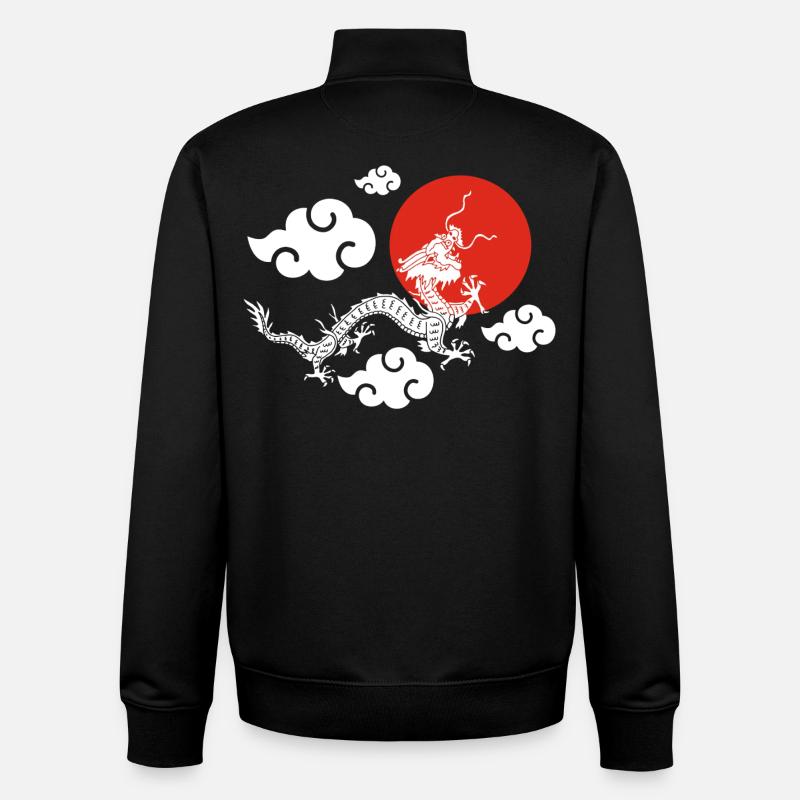 L'envol du dragon blanc - Sweat zippé unisexe en coton bio Stanley/Stella - noir