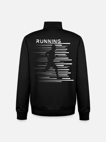 Courir, facile, actif, courir, rayures cool - Sweat zippé unisexe en coton bio Stanley/Stella - noir