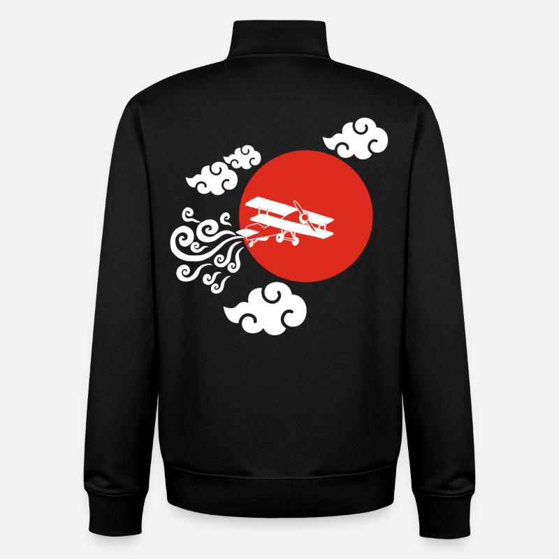 Avion blanc et soleil rouge - Sweat zippé unisexe en coton bio Stanley/Stella - noir