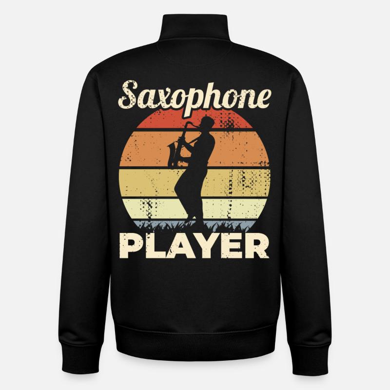 Drôle de saxophoniste - Sweat zippé unisexe en coton bio Stanley/Stella - noir