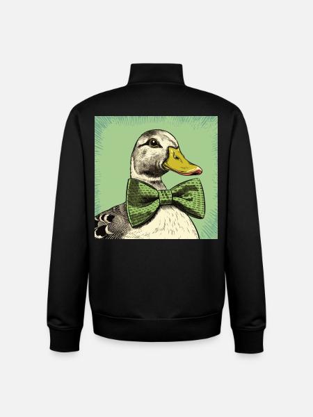 Duck with Bowtie - Unisex Organic Zip Sweatshirt by Stanley/Stella - black