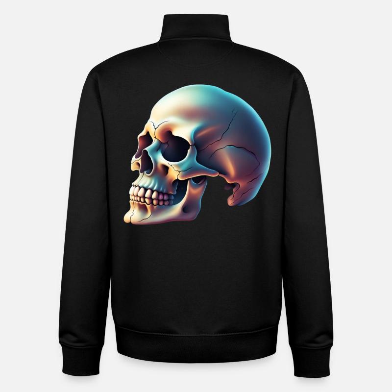Printflow Crâne Halloween - Sweat zippé unisexe en coton bio Stanley/Stella - noir