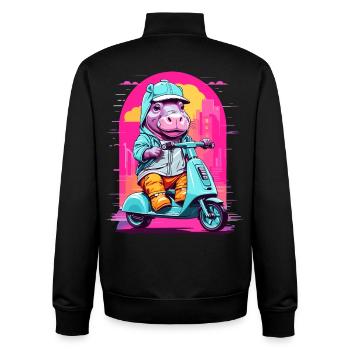 Nilpferd auf Roller - Unisex Organic Zip Sweatshirt von Stanley/Stella - Schwarz - Hinten - AI Model Male 185 light (185cm)