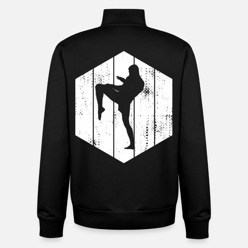 Kickboxer Zeichnung - Unisex Organic Zip Sweatshirt von Stanley/Stella - Schwarz