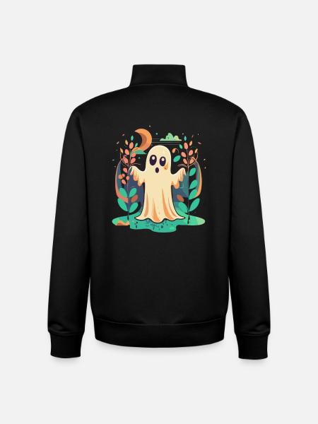 Fantôme d’Halloween - Sweat zippé unisexe en coton bio Stanley/Stella - noir