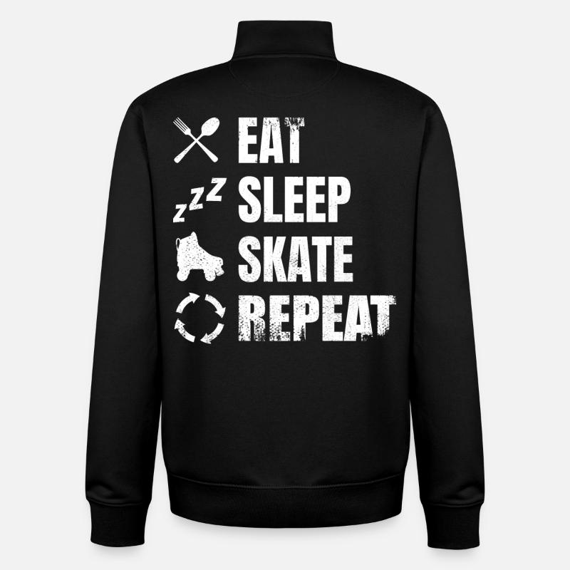 Essen Schlafen Roller Skating - Unisex Organic Zip Sweatshirt von Stanley/Stella - Schwarz