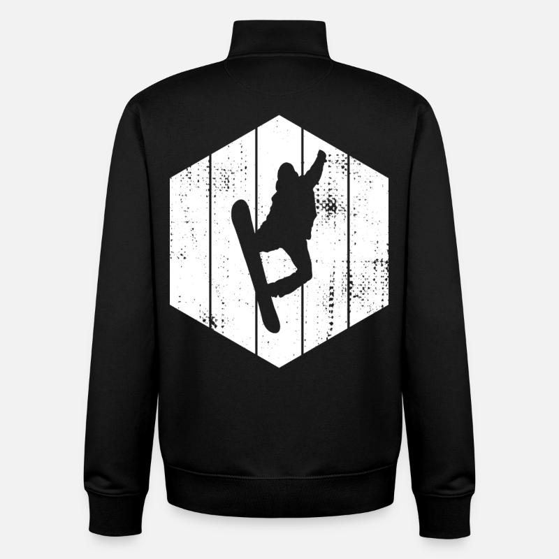 Dessin de snowboarder - Sweat zippé unisexe en coton bio Stanley/Stella - noir