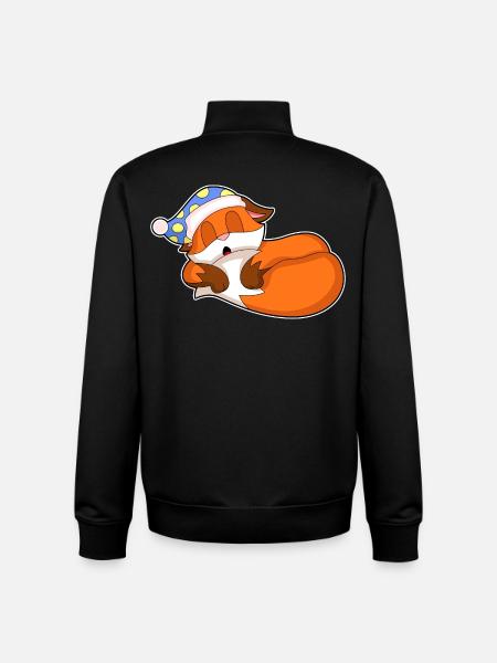 Fox Sleeping Nightcap - Unisex Organic Zip Sweatshirt by Stanley/Stella - black