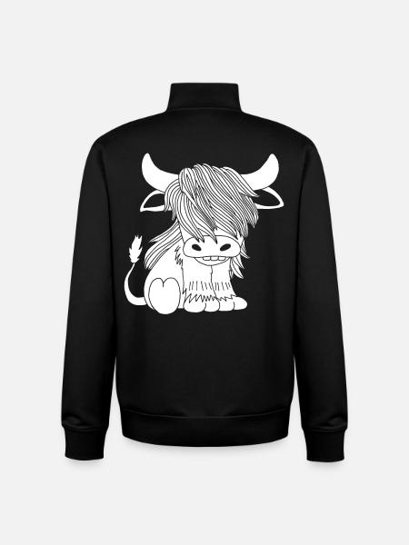 White long-haired cow - Unisex Organic Zip Sweatshirt by Stanley/Stella - black