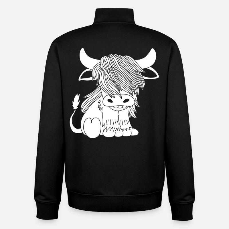 Vache blanche à poil long - Sweat zippé unisexe en coton bio Stanley/Stella - noir