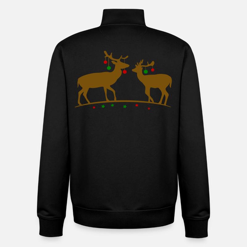Hirsche mit Weihnachtskugeln - Unisex Organic Zip Sweatshirt von Stanley/Stella - Schwarz