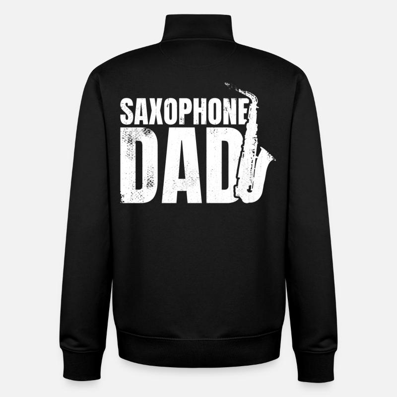 Père saxophoniste - Sweat zippé unisexe en coton bio Stanley/Stella - noir