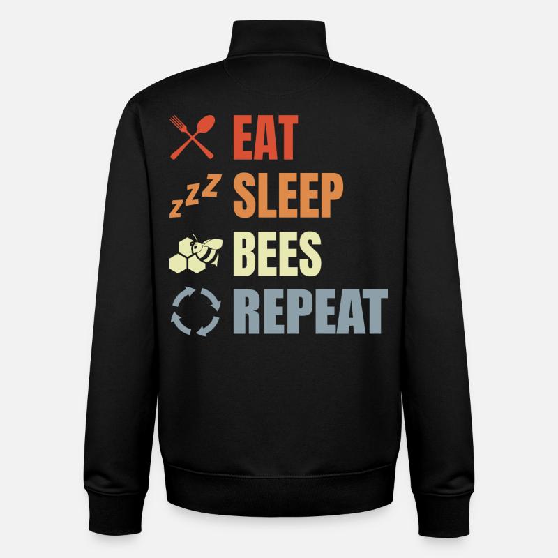Eat Sleep Bees Repeat - Unisex Organic Zip Sweatshirt von Stanley/Stella - Schwarz