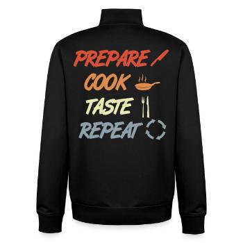 Prepare Cook Taste Repeat - Unisex Organic Zip Sweatshirt by Stanley/Stella - black - Back - AI Model Male 185 light (185cm)
