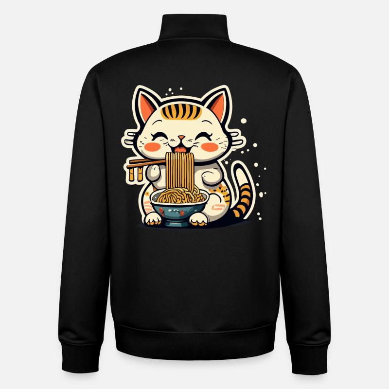 Ramen Cat - Unisex Organic Zip Sweatshirt von Stanley/Stella - Schwarz