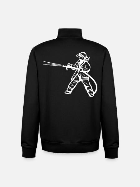 Firefighter Drawing - Unisex Organic Zip Sweatshirt by Stanley/Stella - black
