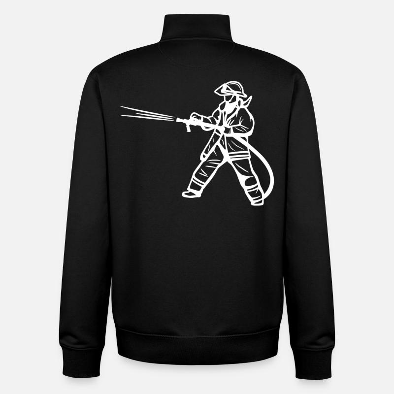 Dessin de pompier - Sweat zippé unisexe en coton bio Stanley/Stella - noir