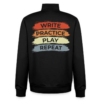 Ukulele Motivation Vintage Look - Unisex Organic Zip Sweatshirt von Stanley/Stella - Schwarz - Hinten - AI Model Male 185 light (185cm)