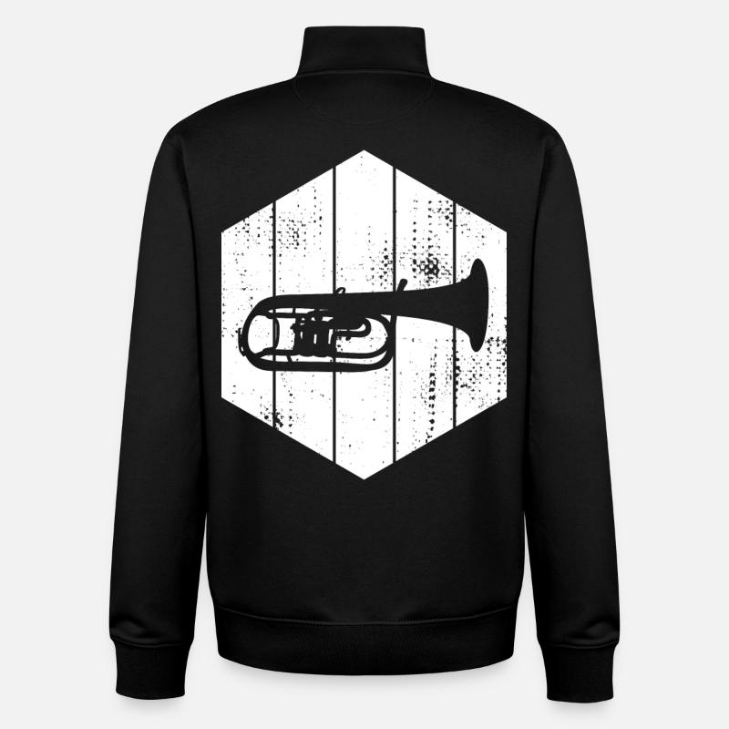 Dessin de trompette - Sweat zippé unisexe en coton bio Stanley/Stella - noir