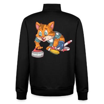 Curling Cat - Unisex Organic Zip Sweatshirt by Stanley/Stella - black - Back - AI Model Male 185 light (185cm)