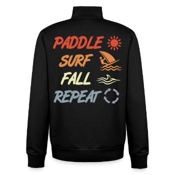 pagayer, surfer, tomber, répéter - Sweat zippé unisexe en coton bio Stanley/Stella - noir - Dos - AI Model Male 185 light (185cm)