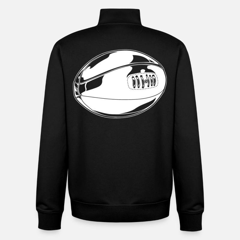 Dessin de ballon de rugby - Sweat zippé unisexe en coton bio Stanley/Stella - noir
