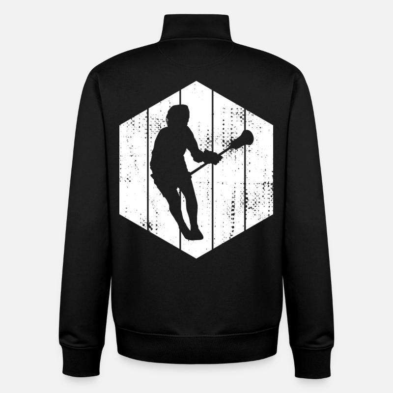 Lacrosse Player Drawing - Unisex Organic Zip Sweatshirt by Stanley/Stella - black